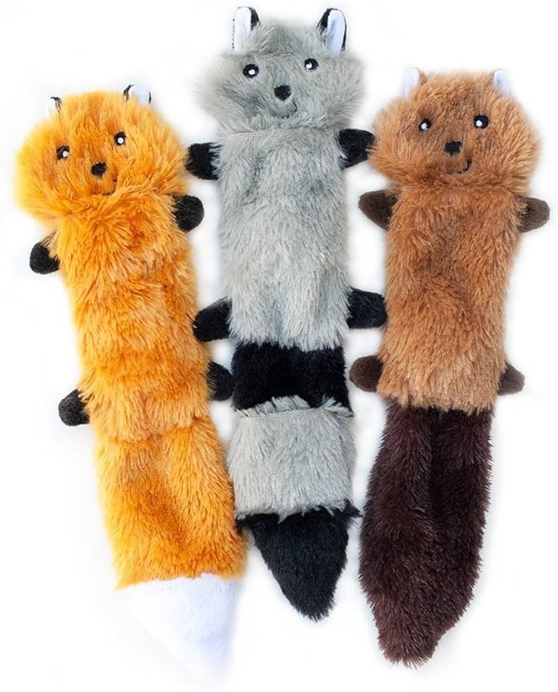 ZippyPaws Skinny Peltz No Stuffing Squeaky Plush Dog Toy: Best for Small Dogs
