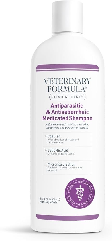 Veterinary Formula Clinical Care Antiparasitic & Antiseborrheic Medicated Dog Shampoo: Best dog shampoo For Flaking and Scaly Skin