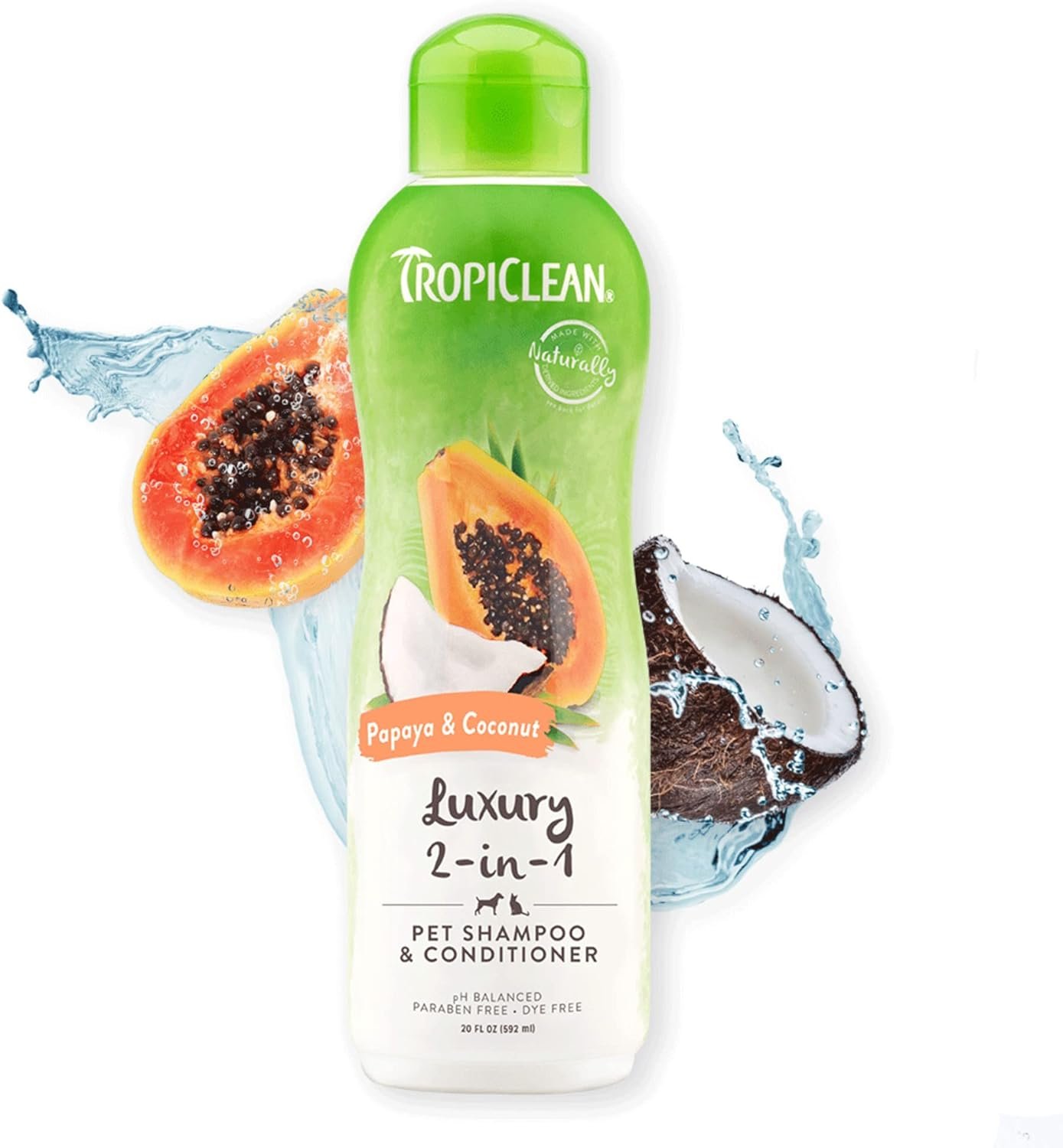 TropiClean Papaya & Coconut Luxury 2-in-1 Dog Shampoo and Conditioner: Best For Large Dogs